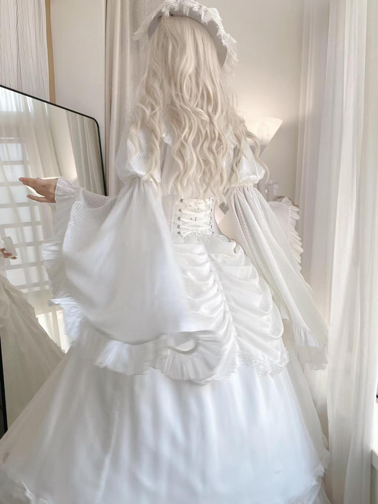 Gothic Prom Lolita Ruffles Black Long Skirt Court Style for Costume Halloween