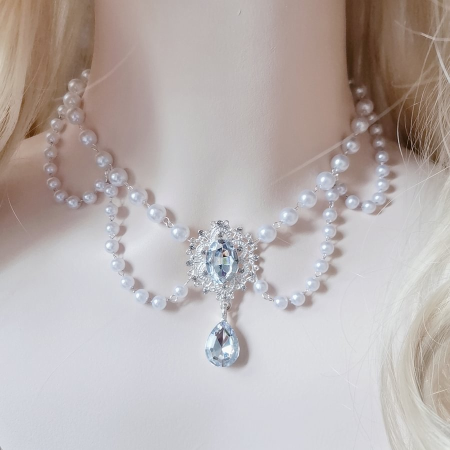 Lolita Accessories Star Gemstone Pearl Chain for Wedding Tea Party Necklace