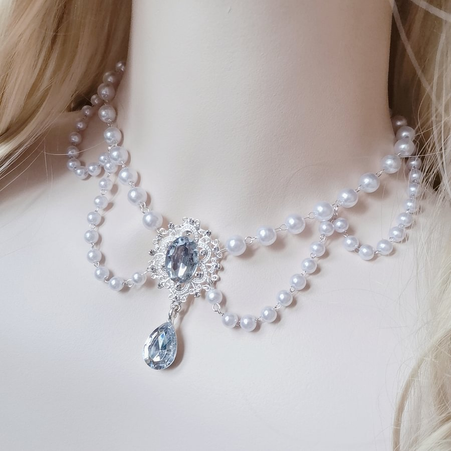 Lolita Accessories Star Gemstone Pearl Chain for Wedding Tea Party Necklace