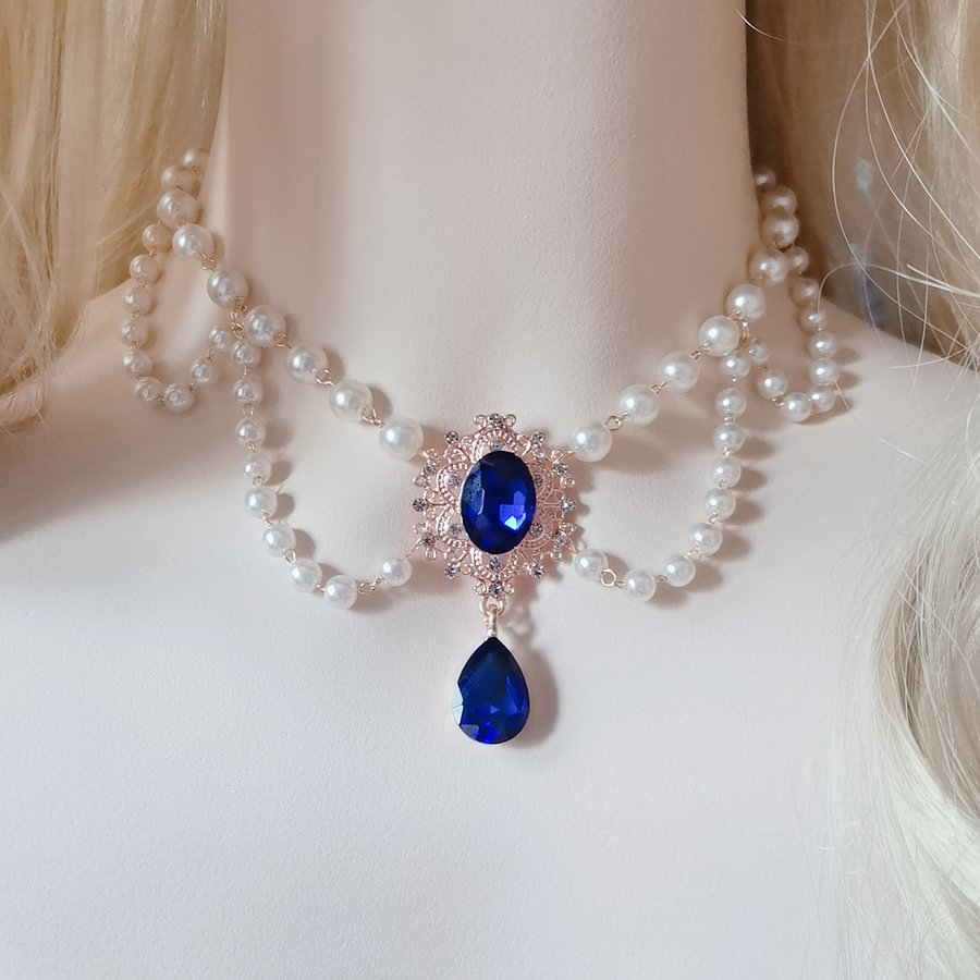 Lolita Accessories Star Gemstone Pearl Chain for Wedding Tea Party Necklace