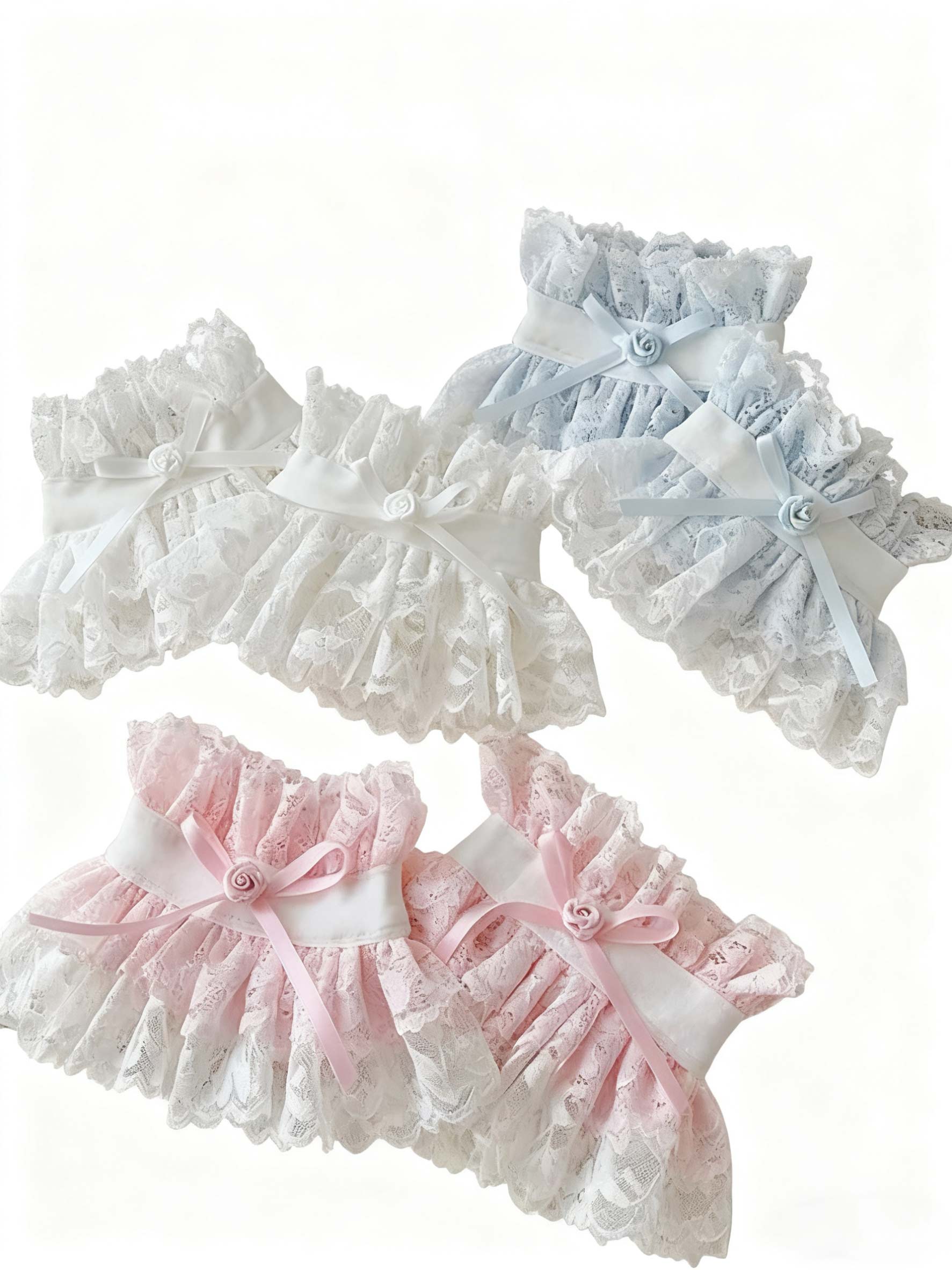 Lolita Accessories Sweet Blue Lace Ruffles Hand Oversleeves for Wedding 3 Colors