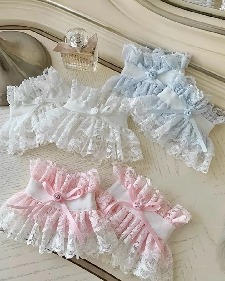 Lolita Accessories Sweet Blue Lace Ruffles Hand Oversleeves for Wedding 3 Colors