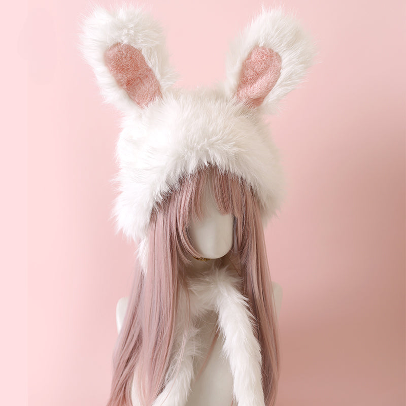Lolita Accessories Sweet Ear Yellow Cute Rabbit Ear Plush Warm Hat 3 Colors
