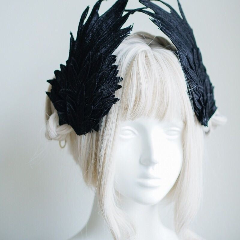 Lolita Accessories White Goth Angel Wings Headwear Feather Hairpin for Cosplay