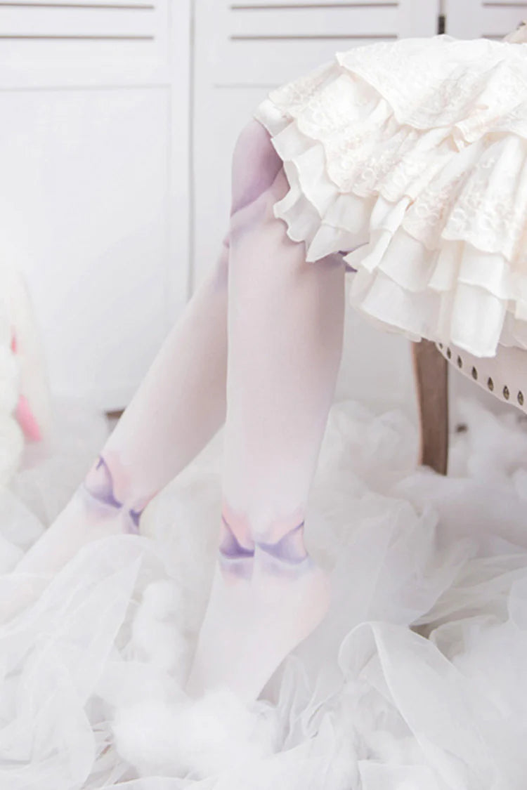 Lolita Accessories White Printed Doll Stockings Tight Over-the-knee Socks