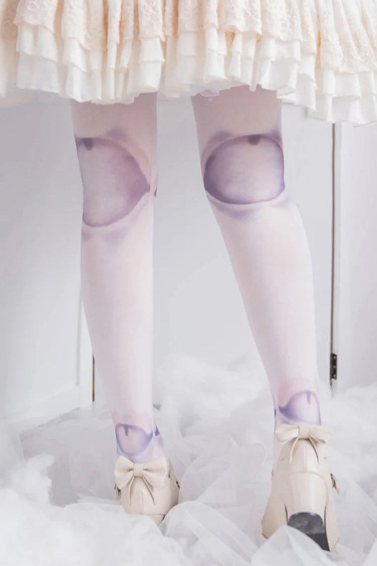 Lolita Accessories White Printed Doll Stockings Tight Over-the-knee Socks