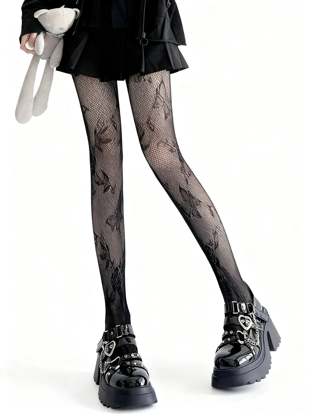 Lolita Accessories White Stockings Thin Hollow Butterfly Pattern Lace Pantyhose