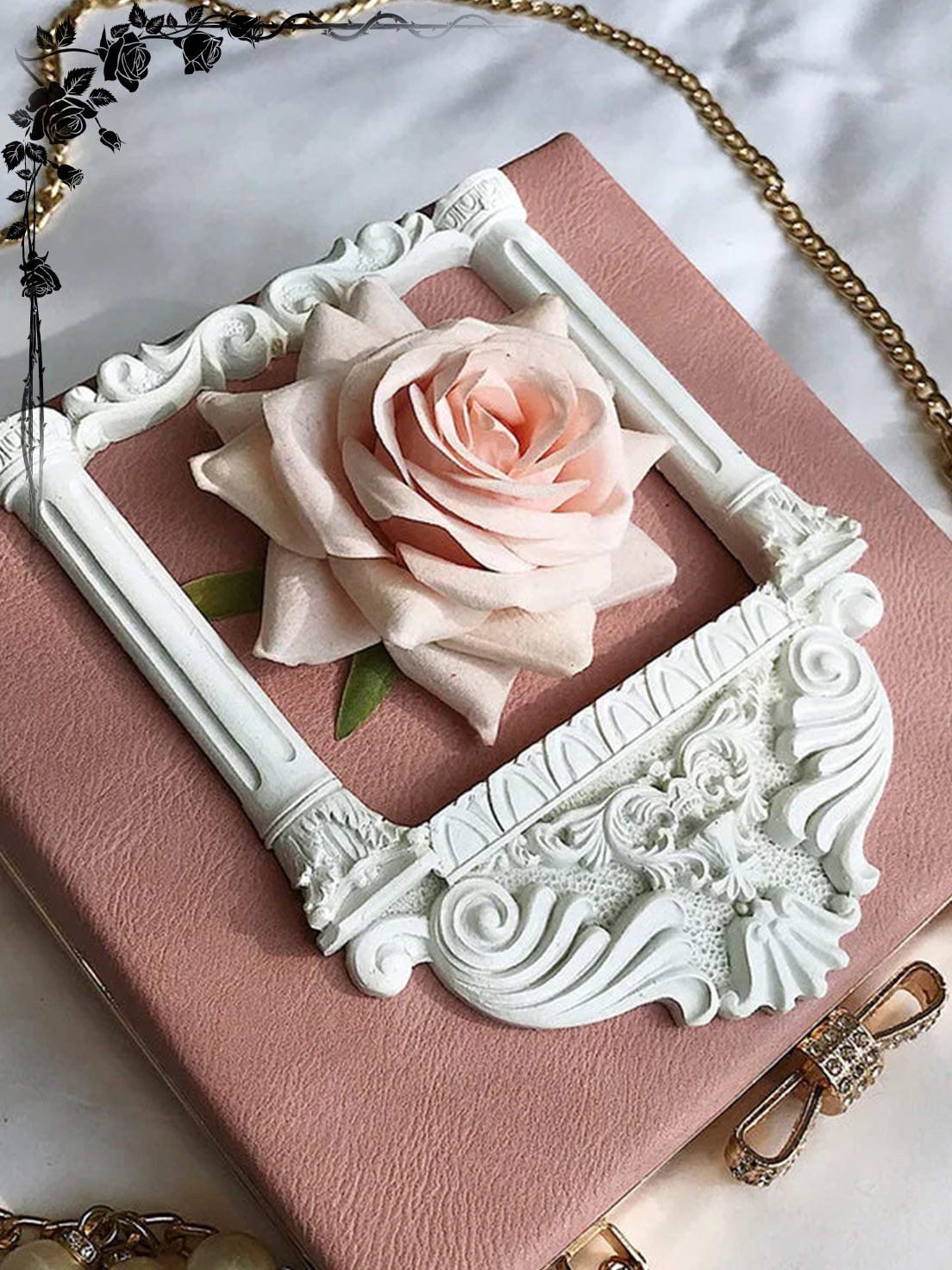 Lolita Bag Dark Baroque Style Pink Rose Square Retro Handbag Shoulder