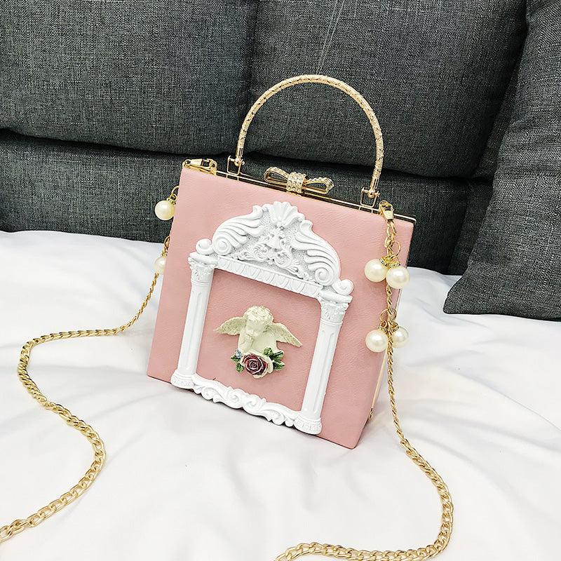 Lolita  Bag Dark Baroque Style Pink Rose Square Retro Handbag Shoulder