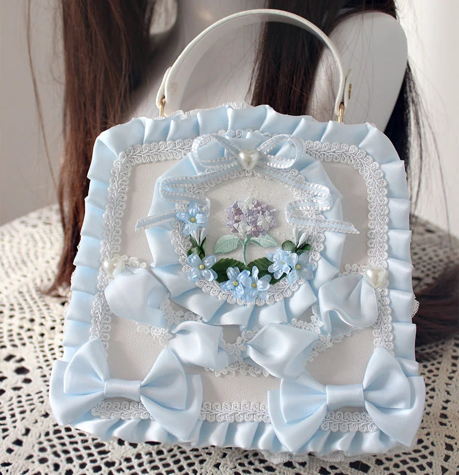 Lolita Bag Gorgeous Flower Lace with Bow Handbag for Party Accessories 3 Colors