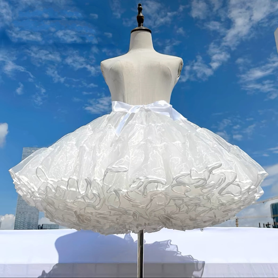 Lolita Petticoats White Gauze Gown Crinoline Puffy Ruffles Multi Layer 17inches