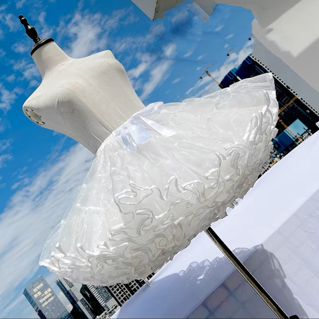 Lolita Petticoats White Gauze Gown Crinoline Puffy Ruffles Multi Layer 17inches