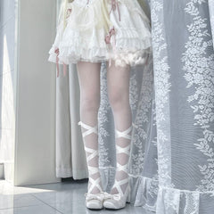 Lolita Shoes Mary Jane Square Head 2 Colors Elegant Low-heeled Satin