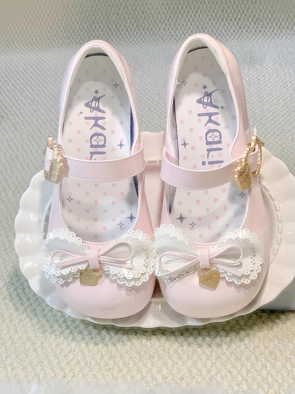 Lolita Shoes Sweet Pink Cute Doll Low Heel Single with Bow  3 Colors