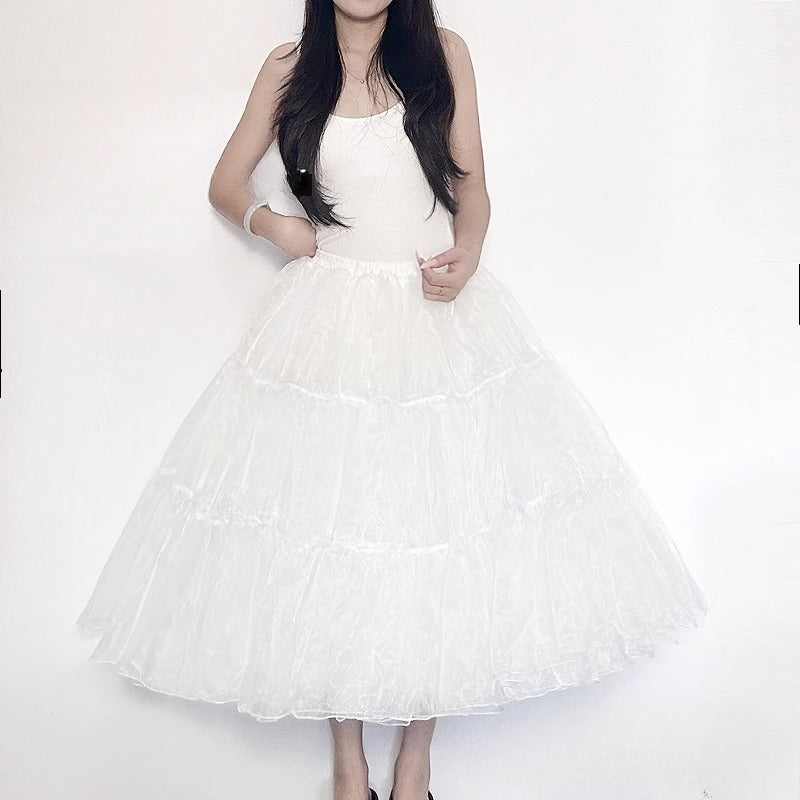 Lolita Petticoats White Midi Crinoline Soft Tulle Fishbone Daily