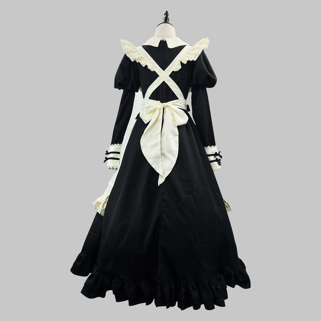 Maid Outfit Classic Black Japanese Long Cafe Cute Plus Size 4XL Dress