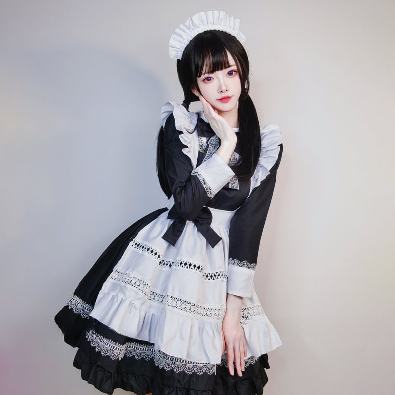 Maid Outfit Classic Black and White Dress British Aristocratic for Daily