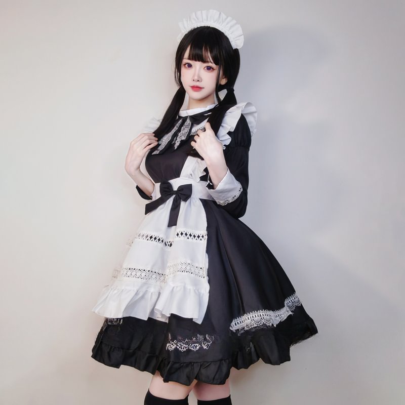 Maid Outfit Classic Black and White Dress British Aristocratic for Daily