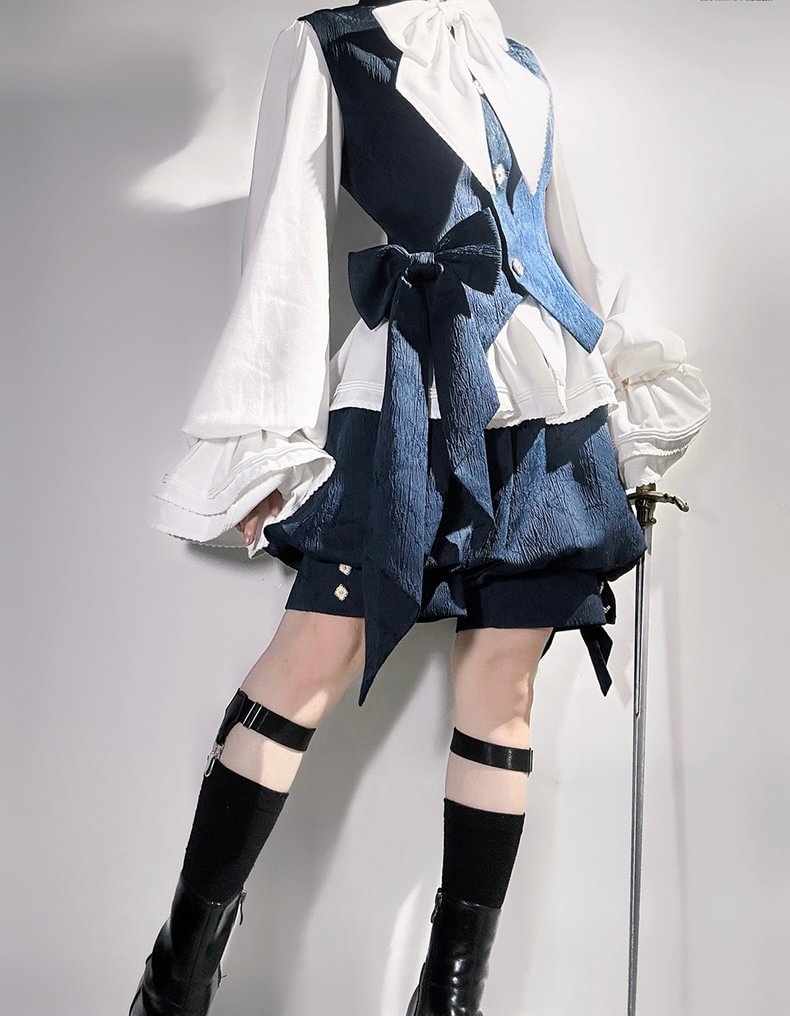 Ouji Fashion Rabbit Ears Prince Set Sapphire Blue Cute Cool Jacket Lolita