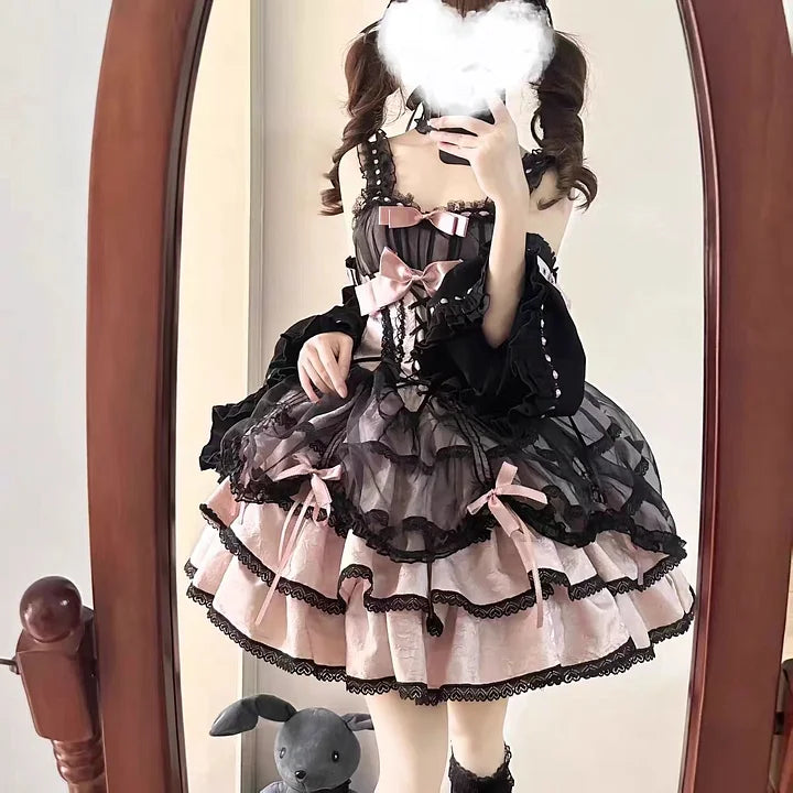 Sweet Lolita Ball Gown Ballet Style Princess Dress 3 Colors with Bow