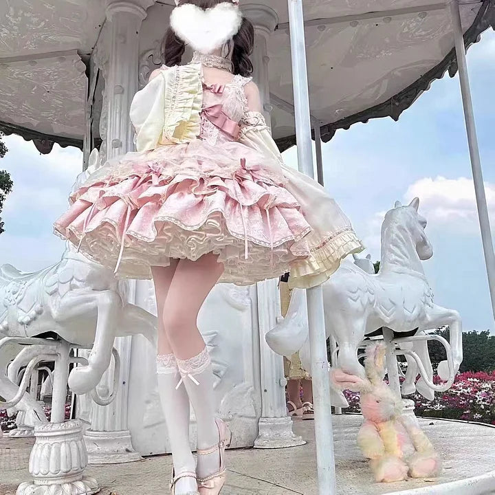 Sweet Lolita Ball Gown Ballet Style Princess Dress 3 Colors with Bow