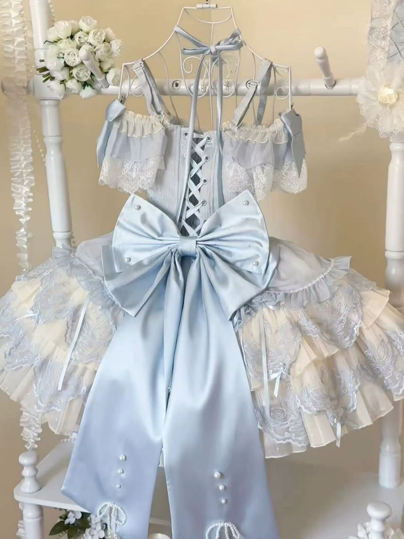Sweet Lolita Blue Cute Elegant Swan Princess Ballet Style Fairy Dress