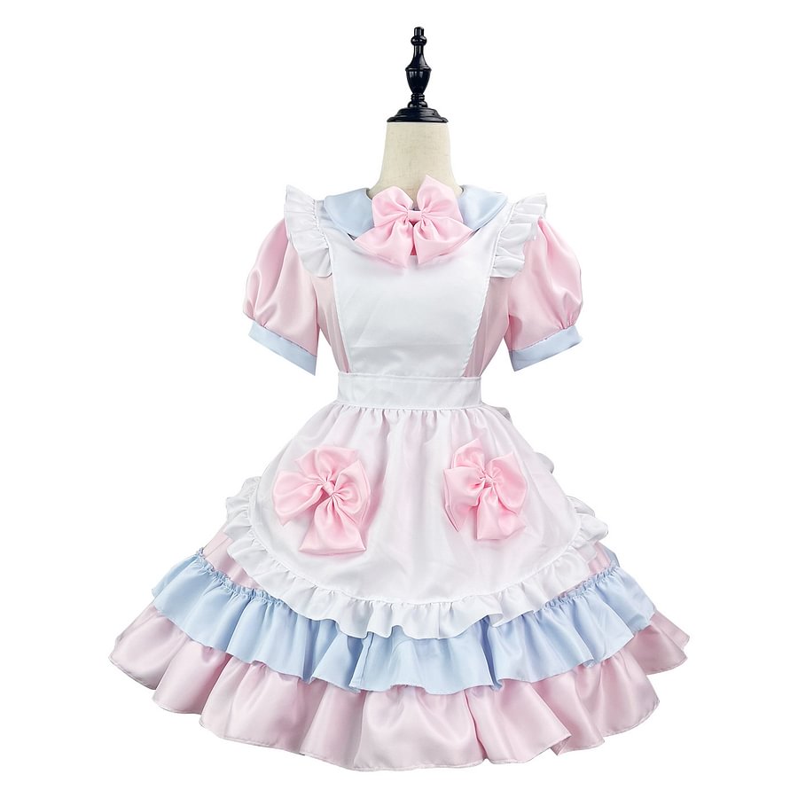 Sweet Lolita Maid Japanese Pink Cream Sweetheart 5XL Plus Size with Apron 2 Colors
