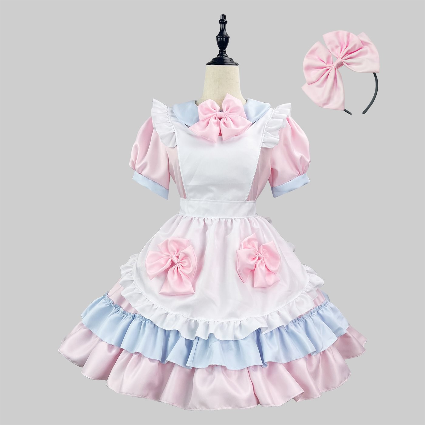 Sweet Lolita Maid Japanese Pink Cream Sweetheart 5XL Plus Size with Apron 2 Colors