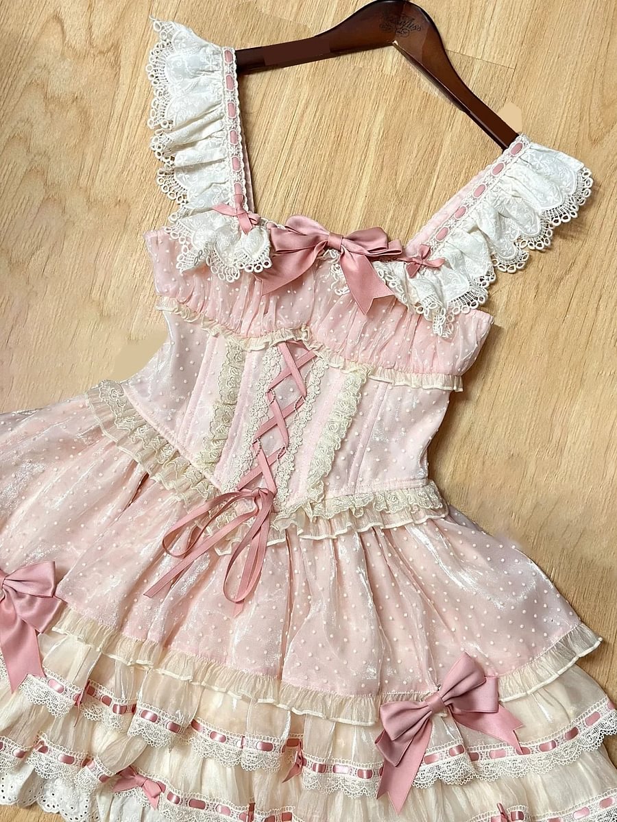 Sweet Lolita Pink Ballet Dress Cake Dress Ruffles Sleeveless Princess