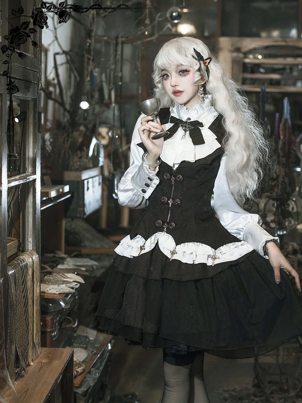 Gothic Lolita Vampire Duke Dark Black Dress Set Skirt for Party
