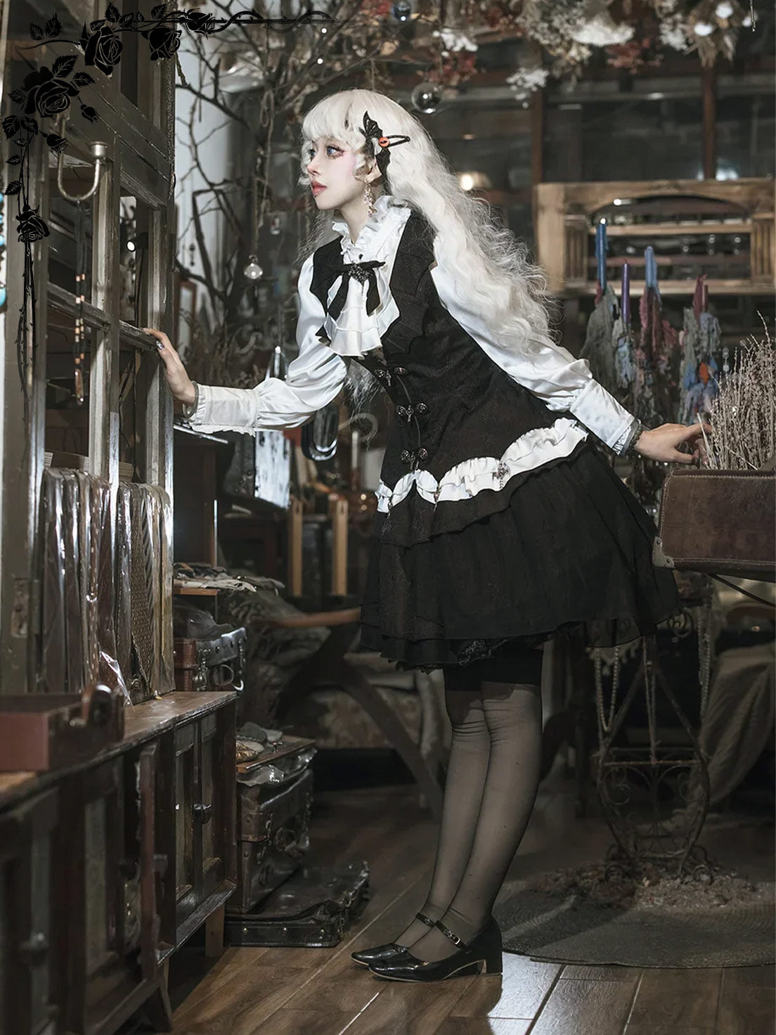 Gothic Lolita Vampire Duke Dark Black Dress Set Skirt for Party