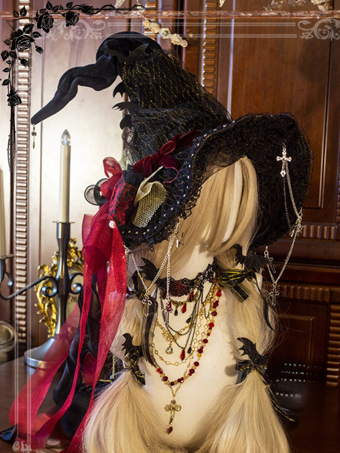 Lolita Accessories Goth Dark Witch Gold Hat for Halloween 3 Colors