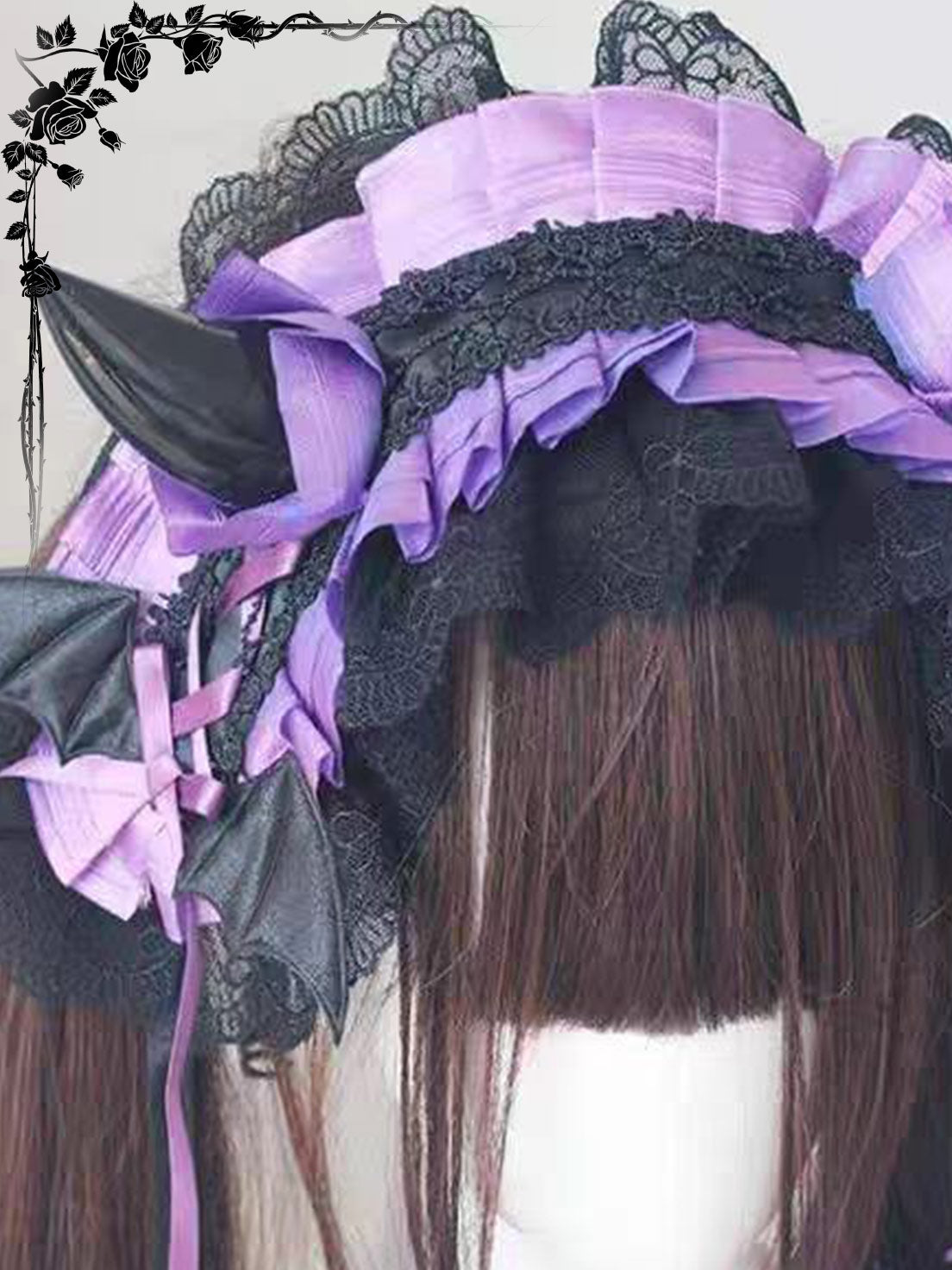 Lolita Accessories Sweet Goth Devil's Horn Hairband  Lace Ruffle for Halloween
