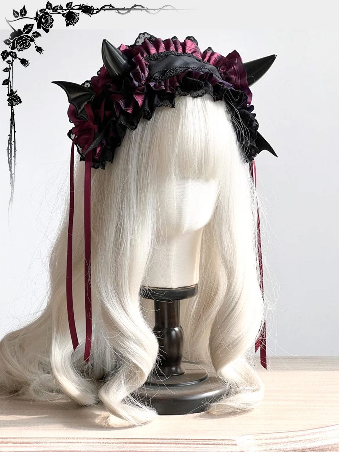 Lolita Accessories Sweet Goth Devil's Horn Hairband  Lace Ruffle for Halloween