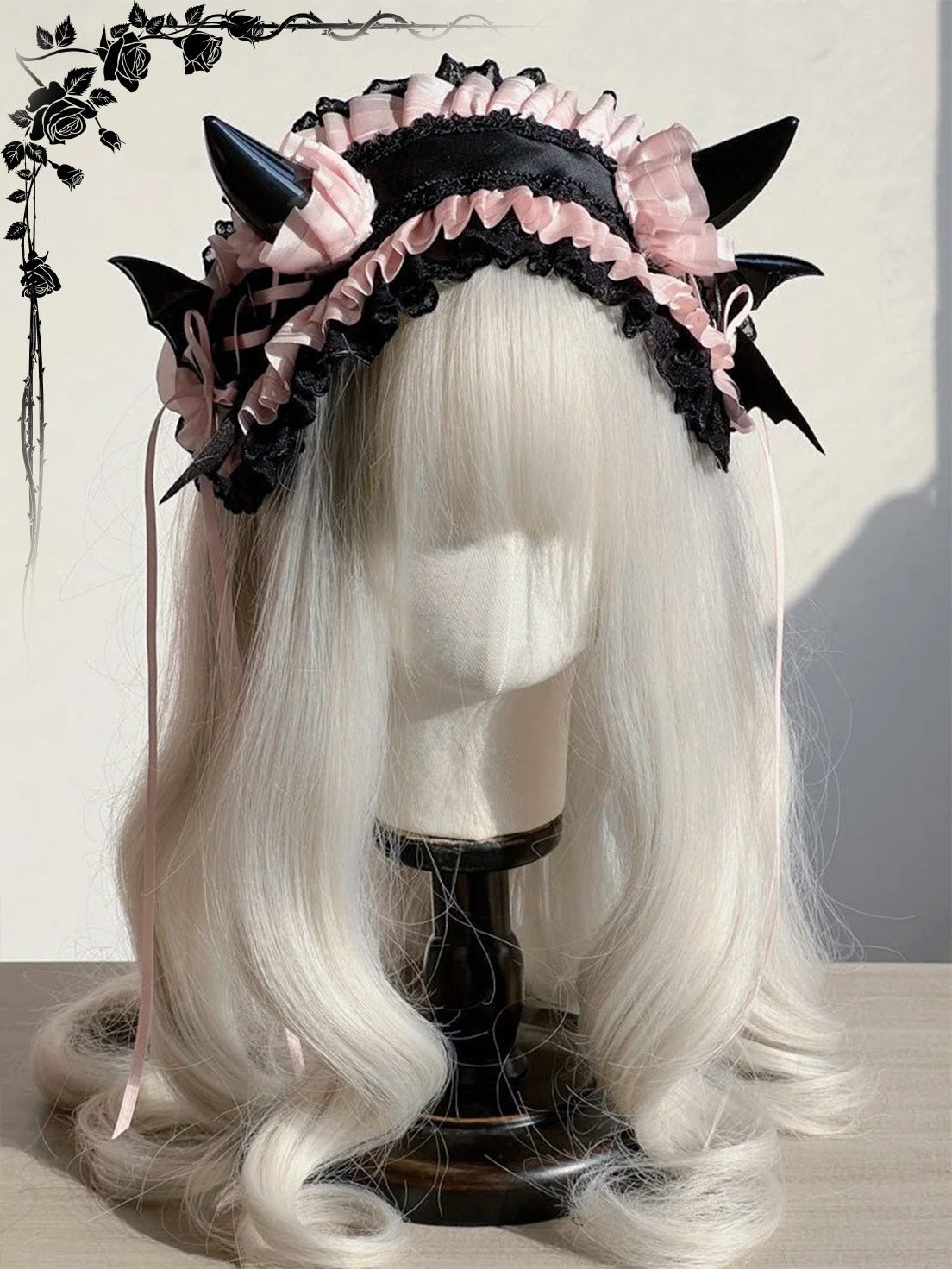 Lolita Accessories Sweet Goth Devil's Horn Hairband  Lace Ruffle for Halloween