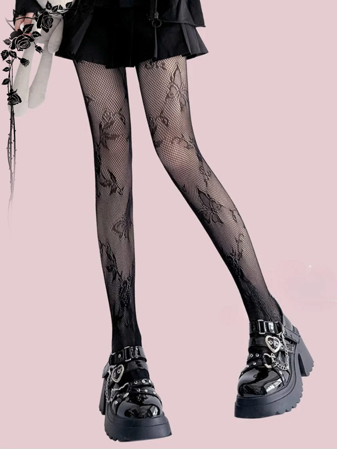 Lolita Accessories White Stockings Thin Hollow Butterfly Pattern Lace Pantyhose