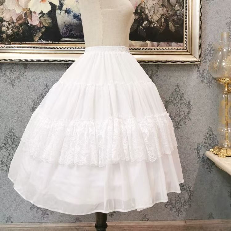 Lolita Petticoat White Long Poncho Fishbone