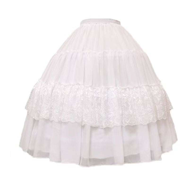 Lolita Petticoat White Long Poncho Fishbone